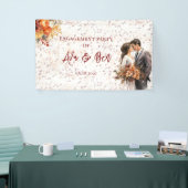 バーガンディ オレンジ 秋の花 フラワー リハーサル ディナー 横断幕 (トレードショー)