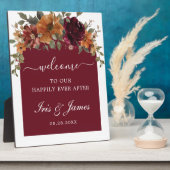 バーガンディ オレンジ 花のアーチ ウェディング ウェルカム フォトプラーク (側面)