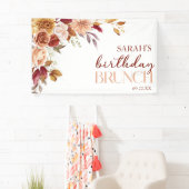 バーガンディ オレンジ 花柄 バースデー ブランチ 横断幕 (インサイチュ)