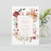 バーガンディ オータム パンプキン ベイビー シャワー 招待状 (スタンド正面)