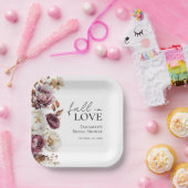 バーガンディ オータム ブライダル シャワー ペーパープレート (パーティー)