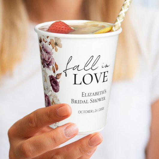 バーガンディ オータム ブライダル シャワー 紙コップ