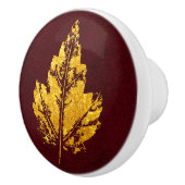 バーガンディ-キャビネットのノブの金葉 セラミックノブ (右)