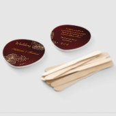 バーガンディ＆ギルドの花をあしらったエレガントなウェディング ハンドファン (組立なし)