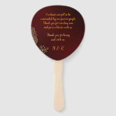 バーガンディ＆ギルドの花をあしらったエレガントなウェディング ハンドファン (裏面)