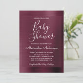 バーガンディ – クランベリーフォイルベビーシャワー招待状 招待状 (スタンド正面)
