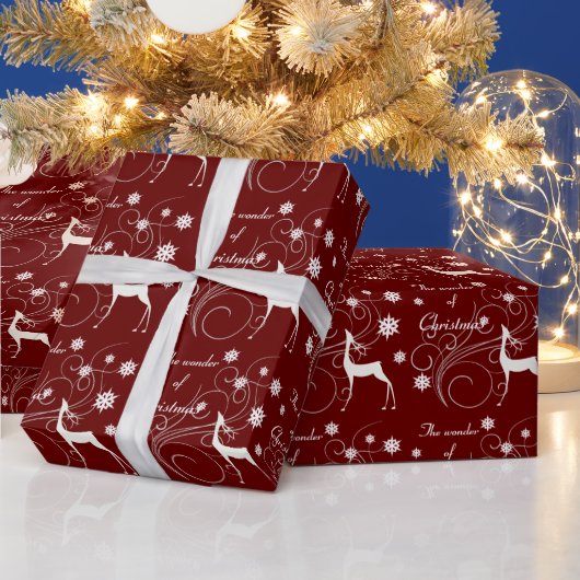 バーガンディ・クリスマストインデー疑問に思サ ラッピングペーパー (クリスマス)