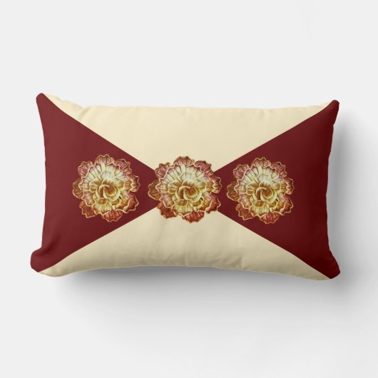 バーガンディ&クリームエレガンスランバーピロー – No 1 ランバークッション (正面)