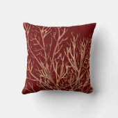 バーガンディ&クリームコーラルパターン クッション (裏面)