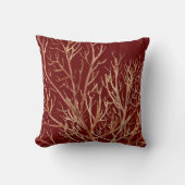 バーガンディ&クリームコーラルパターン クッション (正面)