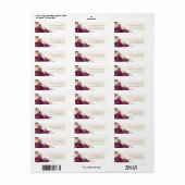 バーガンディ&クリームフラワーズカスタム差出人住所 ラベル (フルシート)