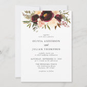 バーガンディ&クリームフローラ水結婚彩ズ 招待状 (正面)