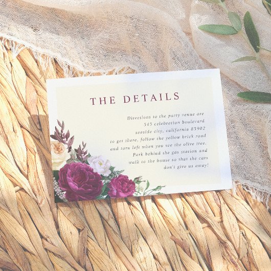 バーガンディ&クリームフローラ詳細エンクロージャカード エンクロージャーカード