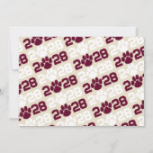 バーガンディ&クリームポープリント卒業写真 招待状 (裏面)