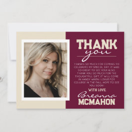 バーガンディ&クリーム卒業写真サンキューカード 招待状