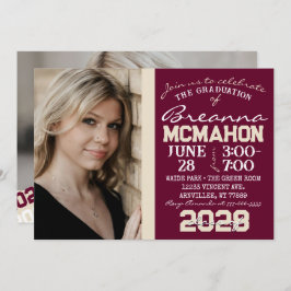 バーガンディ&クリーム卒業2フォト招待状 招待状