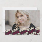 バーガンディ&クリーム卒業2写真サンキューカード 招待状 (裏面)