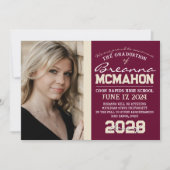 バーガンディ&クリーム卒業2写真発表 招待状 (正面)