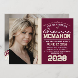 バーガンディ&クリーム卒業2写真発表 招待状