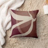 バーガンディ&クリーム抽象芸術水彩筆画 クッション (ブランケット)