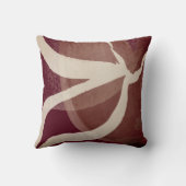 バーガンディ&クリーム抽象芸術水彩筆画 クッション (裏面)