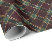 バーガンディ、グリーン、イエロークリスクロスプレイド ラッピングペーパー (ロールコーナー)