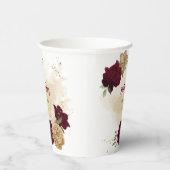 バーガンディ グリーン ベージュ ゴールド ボタニカル 紙コップ (右)