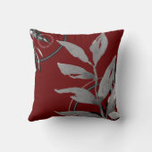 バーガンディ&グレーウォーター色葉のハミングバード クッション (裏面)