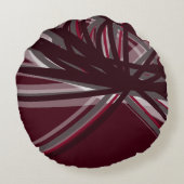 バーガンディ&グレーエレガントリボンデザインラウンドピロー ラウンドクッション (裏面)