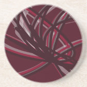 バーガンディ&グレー抽象芸術リボン コースター (正面)
