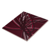 バーガンディ&グレー抽象芸術リボン |大 タイル (側面)