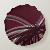 バーガンディ&グレー芸術的リボン丸い枕 ラウンドクッション (裏面)