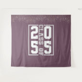 バーガンディ グレー 卒業 クラス スポーツ タイポグラフィ タペストリー (正面(横))