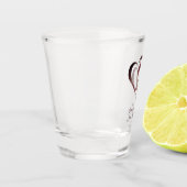 バーガンディ·コネクテッド·ハートパーソナライズされた·ショット·ガラス ショットグラス (左)