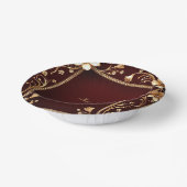 バーガンディ ゴールデン フラワーズ ペーパーボウル (傾斜あり)