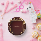 バーガンディ ゴールデン フラワーズ ペーパーボウル (パーティー)