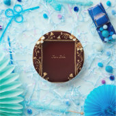 バーガンディ ゴールデン フラワーズ ペーパーボウル (パーティー)