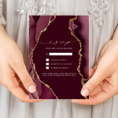 バーガンディ&ゴールドアゲート結婚式の出欠確認 招待状