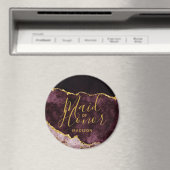 バーガンディ&ゴールドフォイルアガテマーブルメイド・オブ・オーナー（花嫁付き添い人） マグネット (インサイチュ (食洗機))