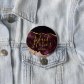 バーガンディ&ゴールドフォイルアガテマーブルメイド・オブ・オーナー(花嫁付き添い人) 缶バッジ (インサイチュ)