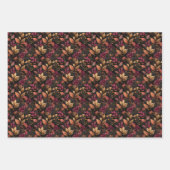 バーガンディ ゴールド ブラック ウェディング ブライダルシャワー 誕生日 ラッピングペーパーシート (正面2)