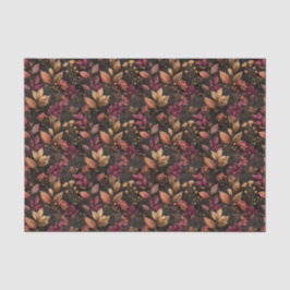 バーガンディ ゴールド ブラック 水彩 ボタニカル フラワーズ 薄葉紙