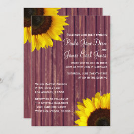 バーガンディ&サンフラワー結婚式招待状 招待状