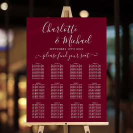 バーガンディ シグネチャースクリプト ウェディング シーティングチャート