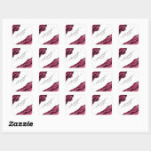 バーガンディ&シルバーアゲート縁どたった今結婚しました スクエアシール (シート)