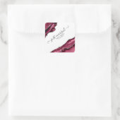 バーガンディ&シルバーアゲート縁どたった今結婚しました スクエアシール (バッグ)