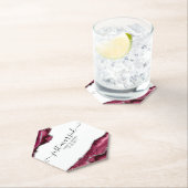 バーガンディ&シルバーアゲート縁どたった今結婚しました ペーパーコースター (インサイチュ)