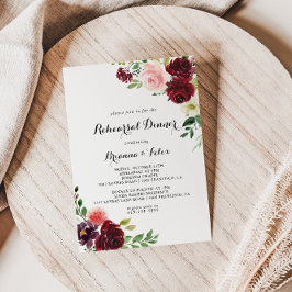 バーガンディ スプリング カリグラフィー リハーサル ディナー 招待状