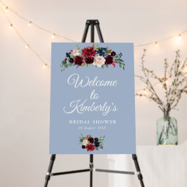 バーガンディ ダスティーブルー ブライダルシャワー ウェルカムサイン