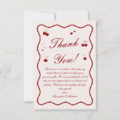 バーガンディ チェリー オン トップ ブライダル シャワー サンキューカード (正面)